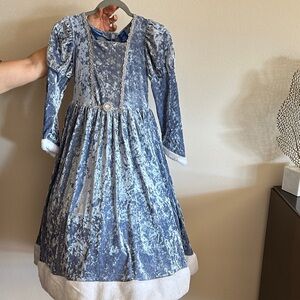 Charming Blue Velvet Kids Costume Dress